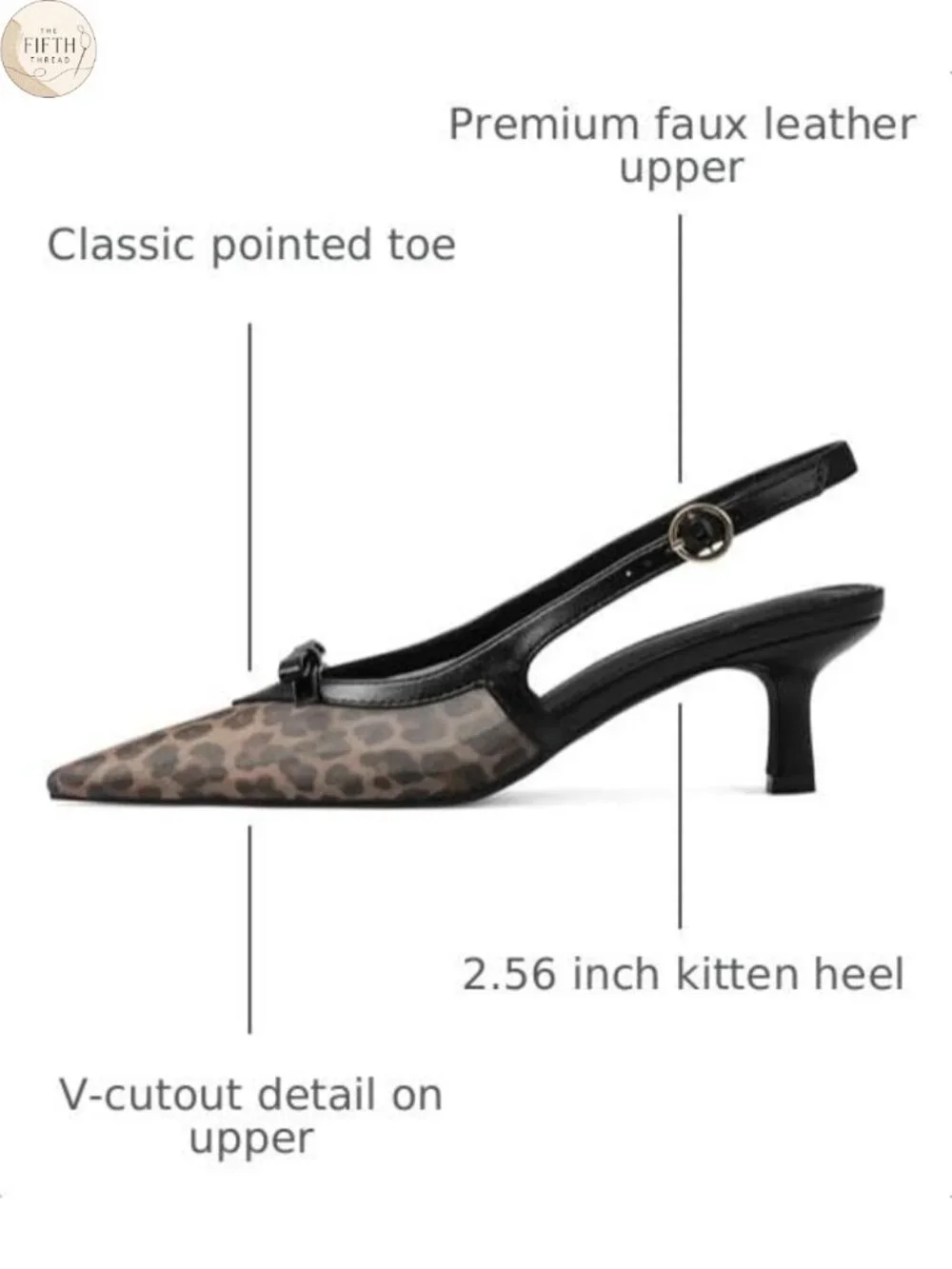 Kitten Heels with Bow, Slingback Pumps, Pointed Toe, Mesh